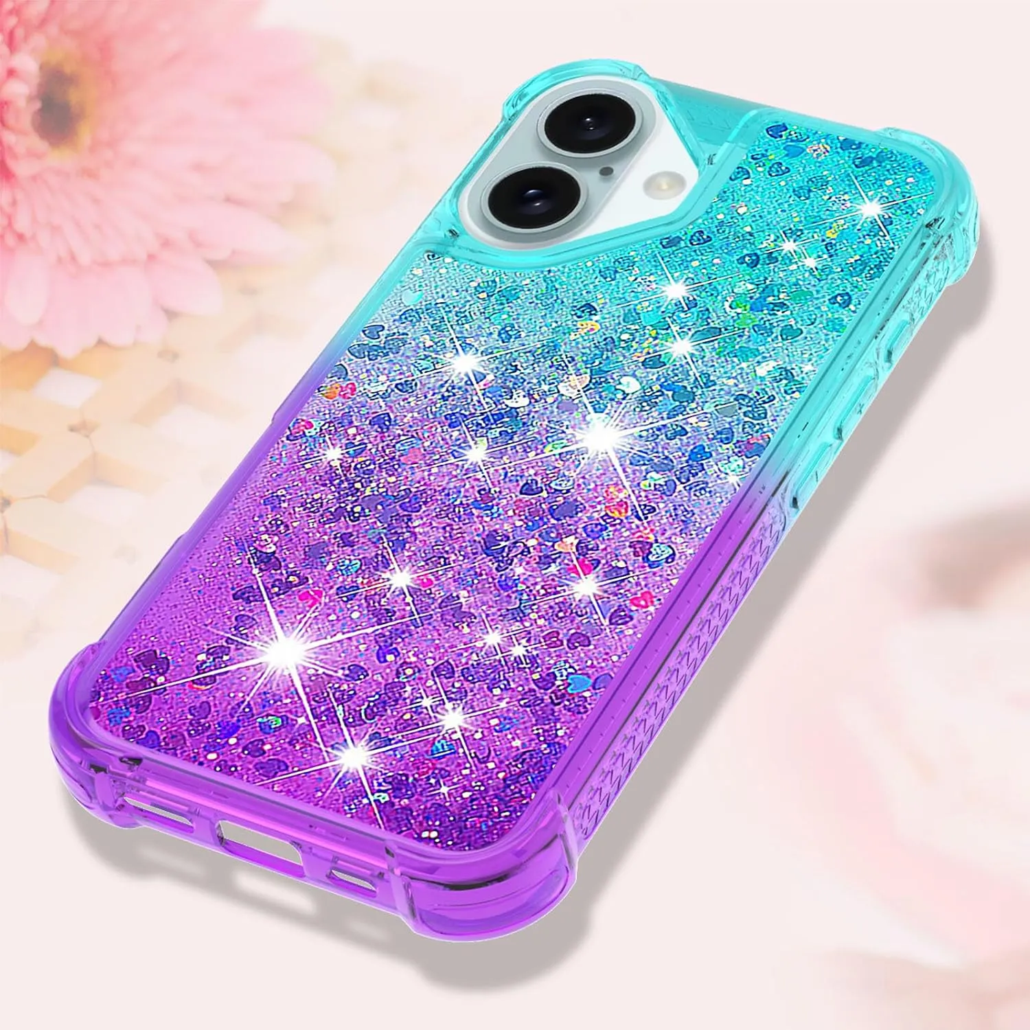 iPhone 16 Plus 6.7"Cute Clear Phone Case Floating Protective Bumper Soft TPU Case