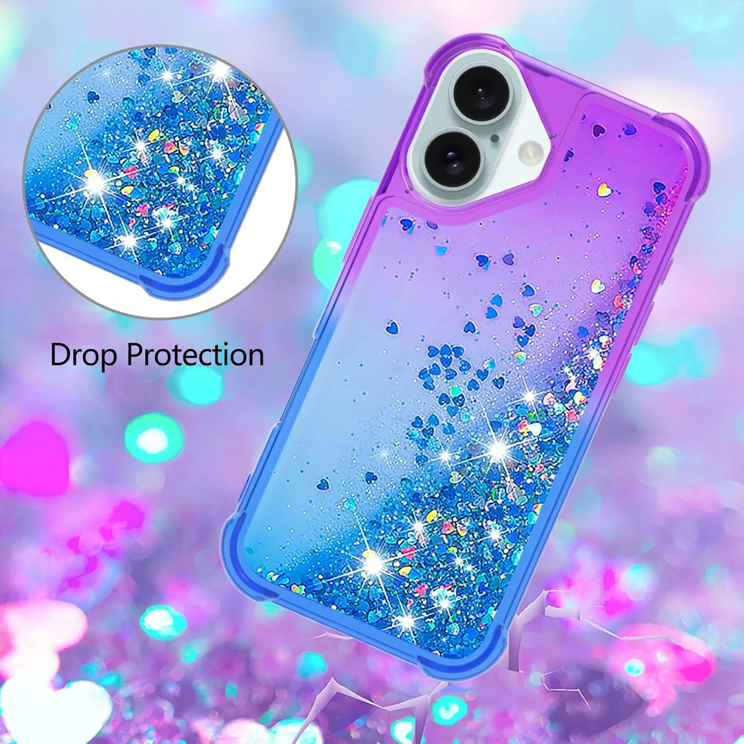 iPhone 16 Plus 6.7"Cute Clear Phone Case Floating Protective Bumper Soft TPU Case