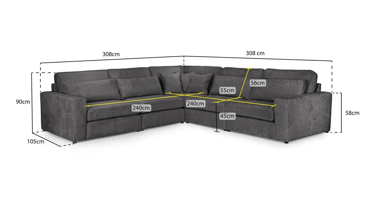 Kylie Modular Sofa - Ivory Large Corner - 308 x 308 CM