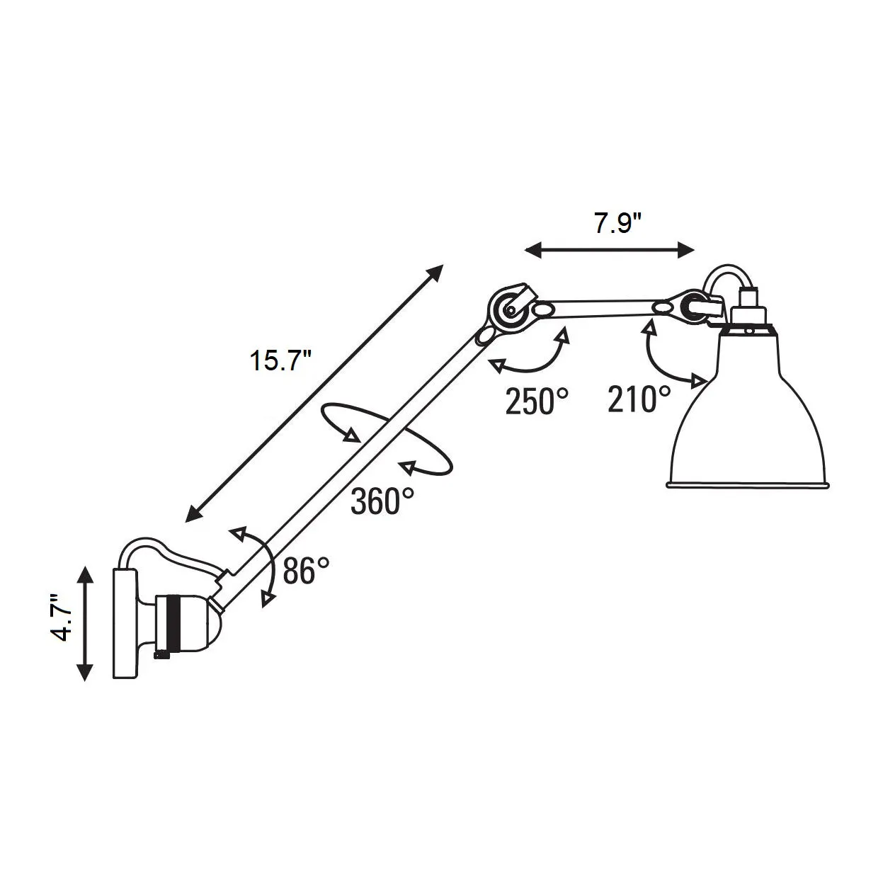 Lampe Gras N°304L Wall Sconce