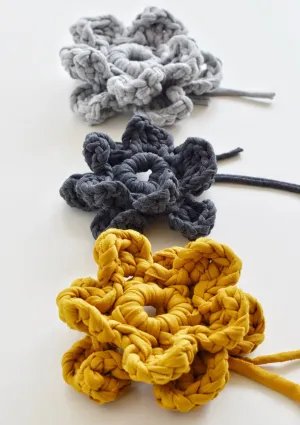 Large Crocheted Flowers with Recycled Cotton T-shirt yarn
