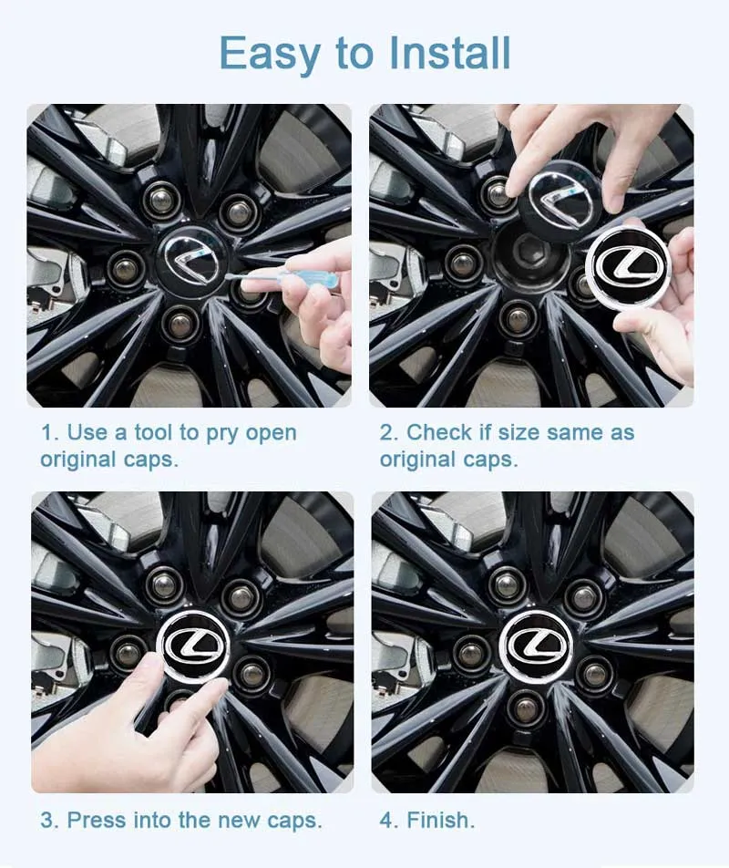 LEXUS Floating LED Wheel Center Hub Caps | 4Pcs
