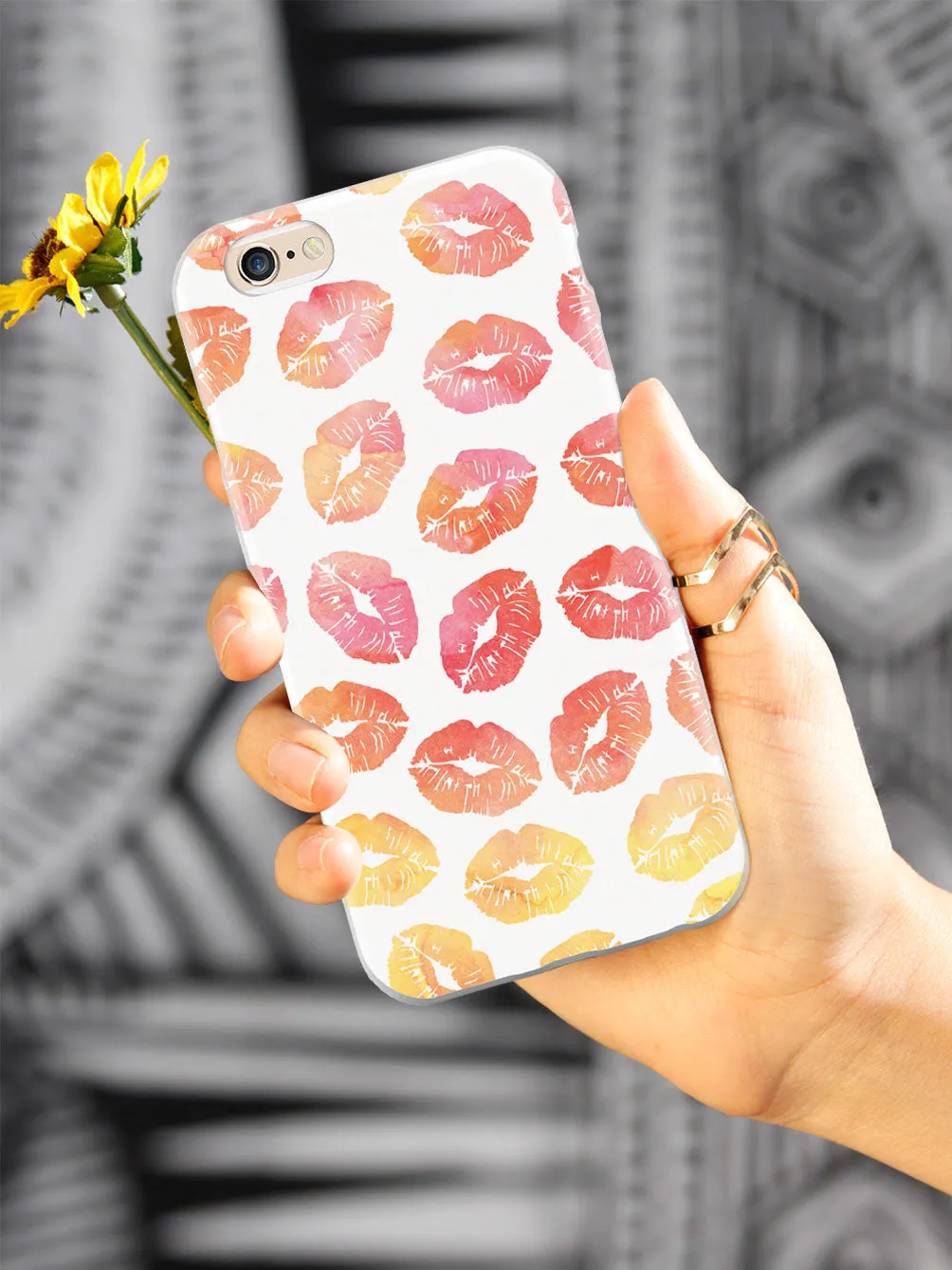 Lip Print Pattern - Sunset Colors - White Case
