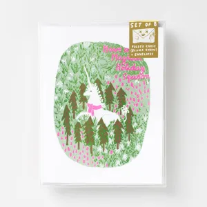 Magical Holiday Unicorn - Risograph Card Set