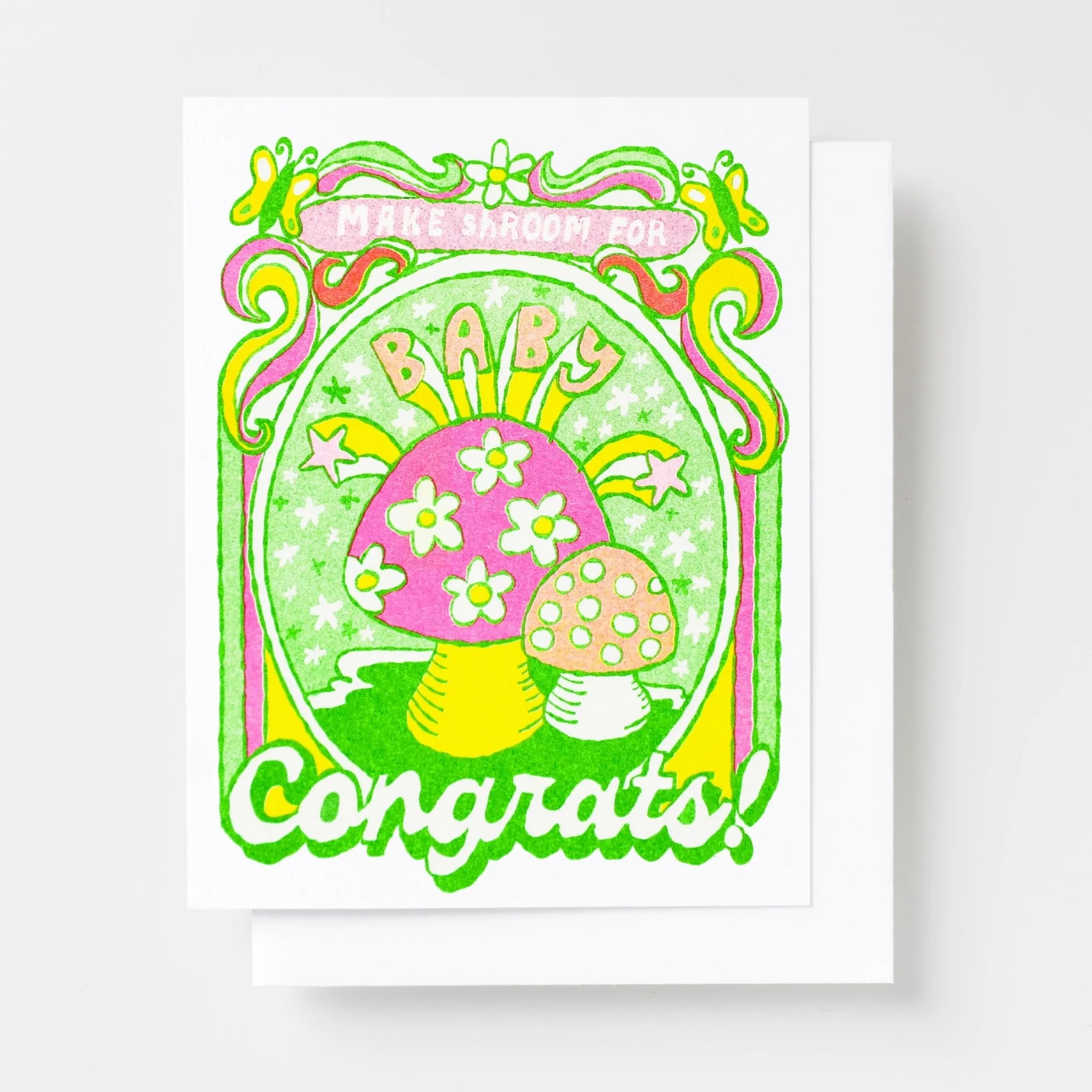 Make Shroom for Baby Congrats Risograph Card