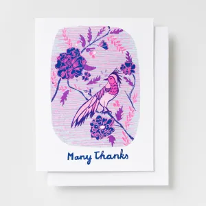 Many Thanks Bird - Risograph Card