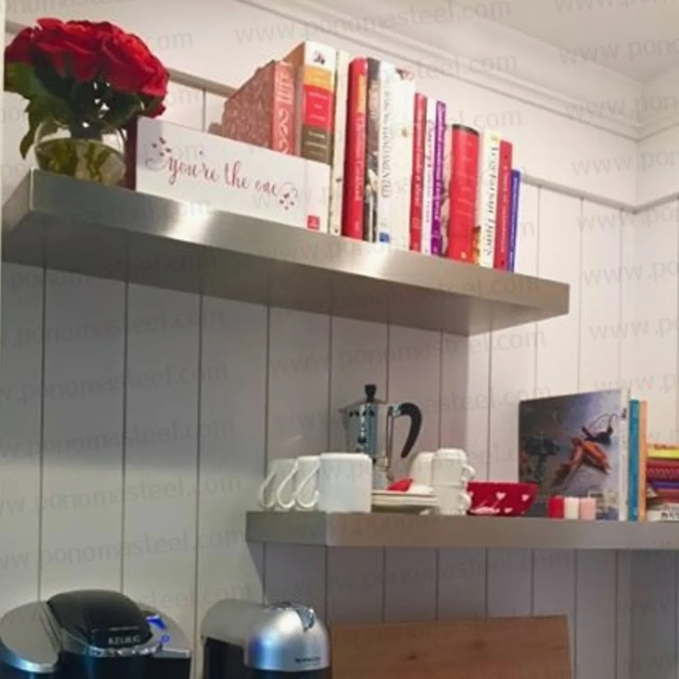 Metal shelves 53"- 62" (cm. 135 - 157,5) made-to-order floating shelves Ponoma®
