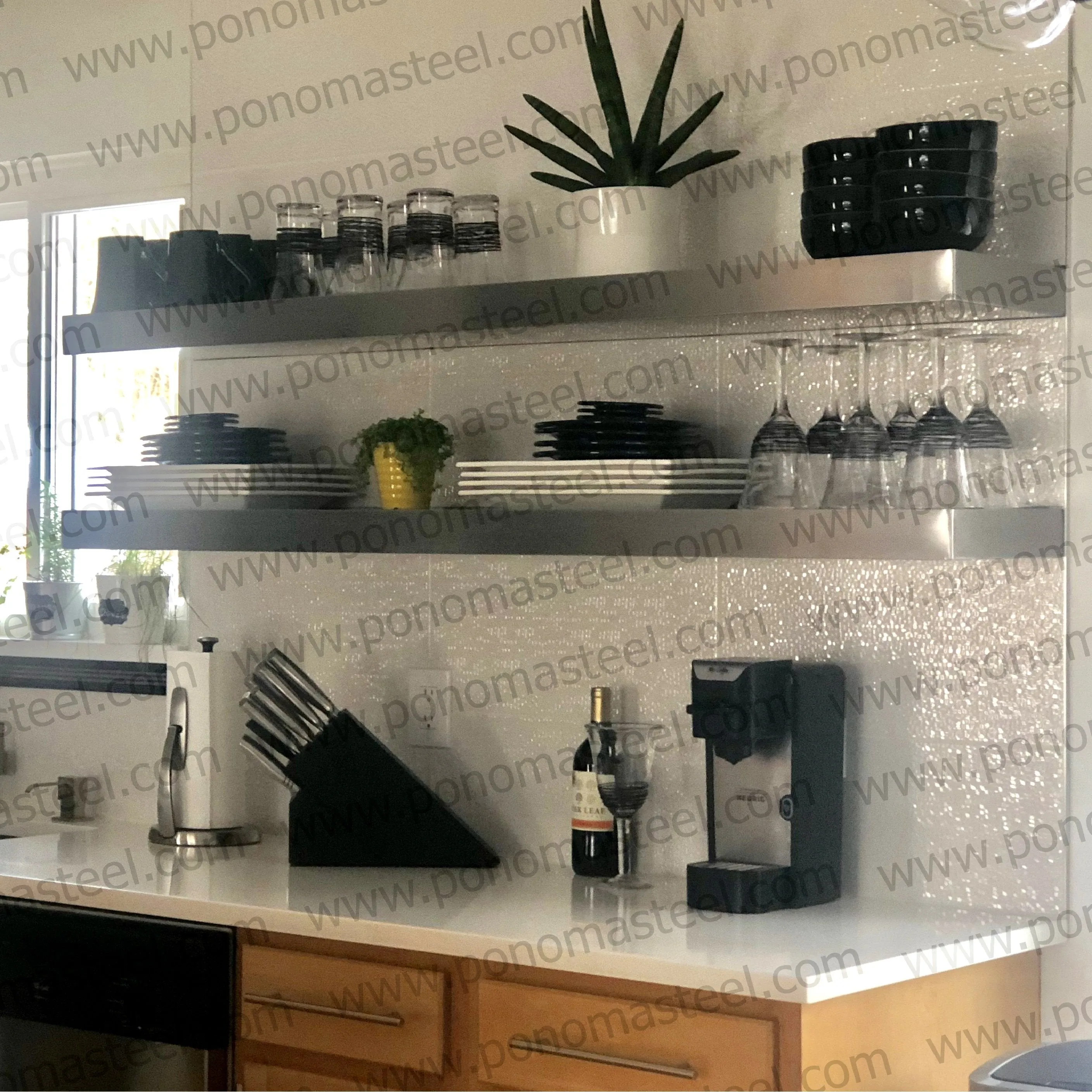 Metal shelves 53"- 62" (cm. 135 - 157,5) made-to-order floating shelves Ponoma®