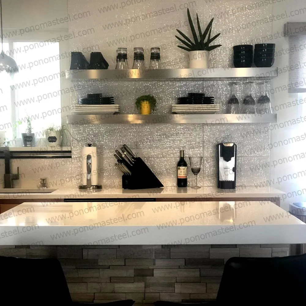 Metal shelves 77"- 82" (cm. 185.4- 208.3) made-to-order floating shelves Ponoma®