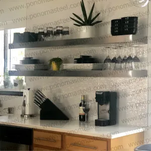 Metal shelves 77"- 82" (cm. 185.4- 208.3) made-to-order floating shelves Ponoma®