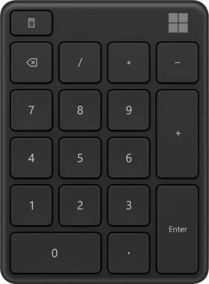 Microsoft Number Pad - Black. Standalone Number Pad for Numeric Input. Wireless, Bluetooth 18-Key Number Pad with Up to 24 Months Battery Life