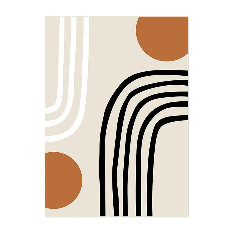 Modern Abstract Wall Art Geometric Line Shape And Form Fine Art Canvas Prints Black Beige Terracotta Pictures For Living Room Decor