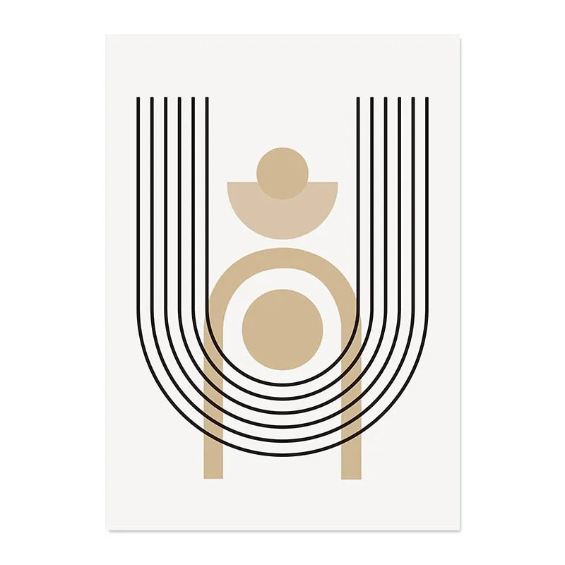 Modern Abstract Wall Art Geometric Line Shape And Form Fine Art Canvas Prints Black Beige Terracotta Pictures For Living Room Decor