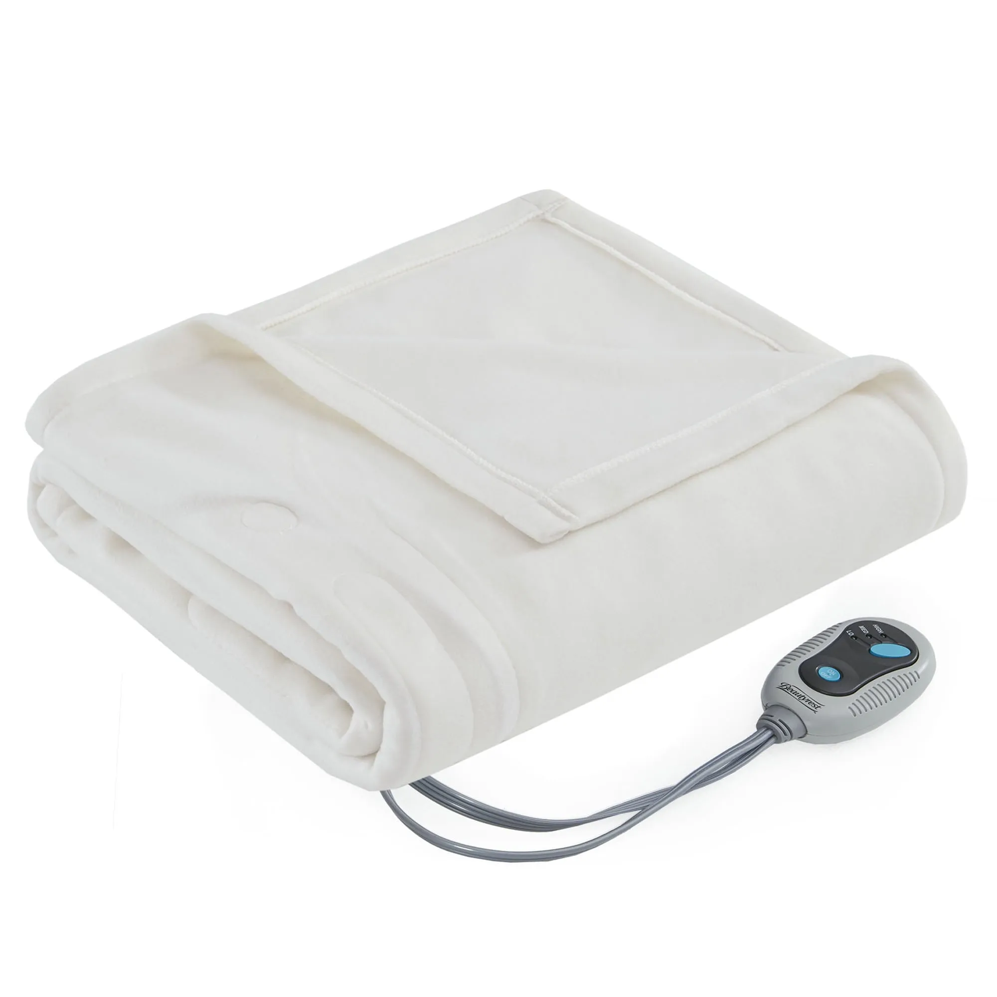 modern Fleece Electric Throw Heated Blanket Wrap with 3 Heating Levels Ivory 50"x60"