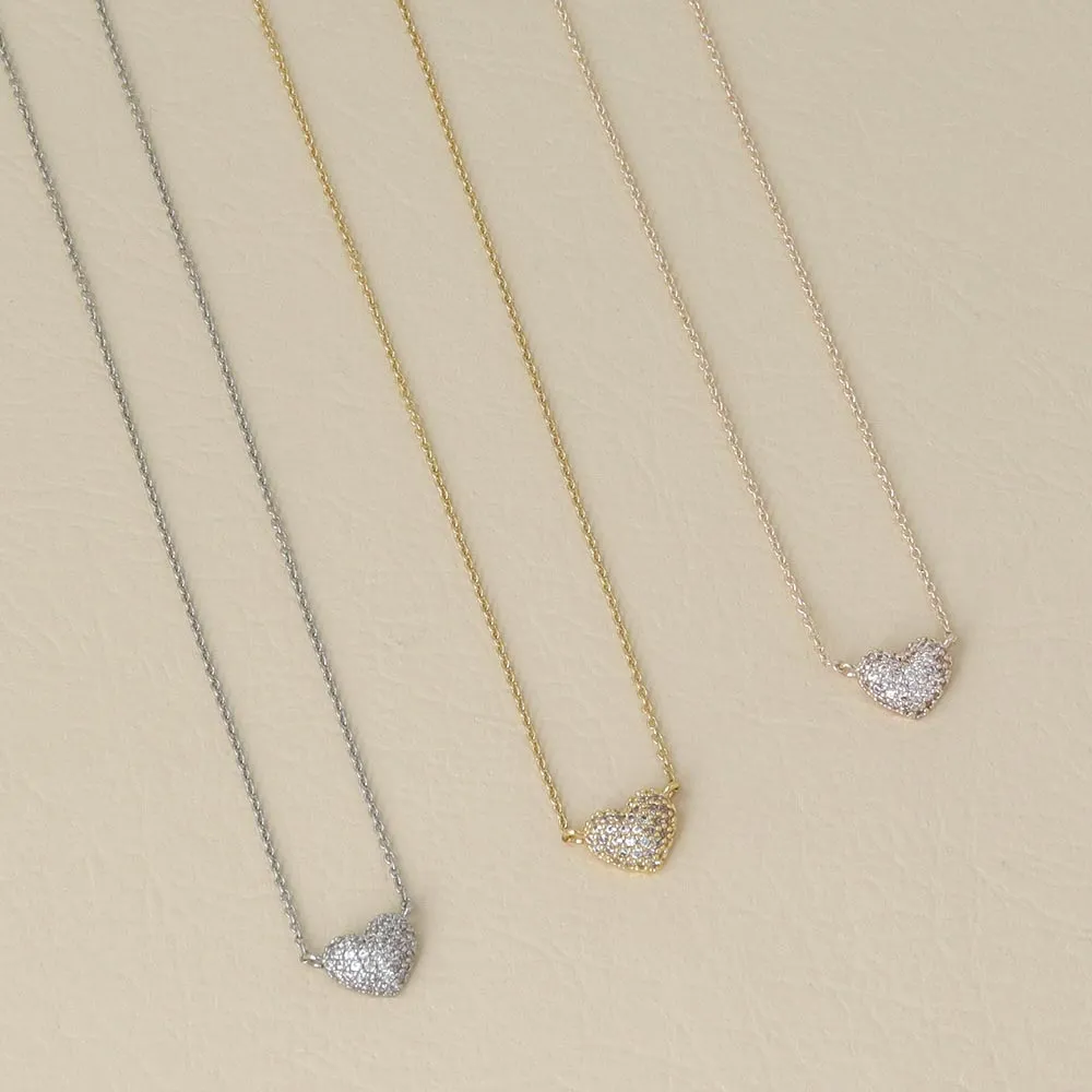 Pave Heart Pendant Necklace