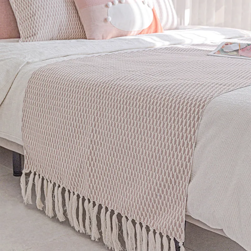 Pink and White Geometric Pattern Bed Cushion Set