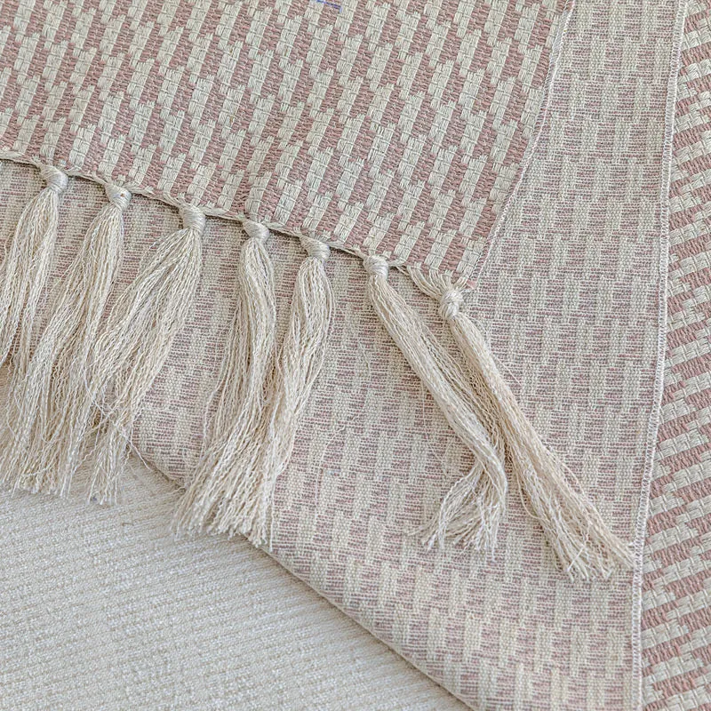 Pink and White Geometric Pattern Bed Cushion Set