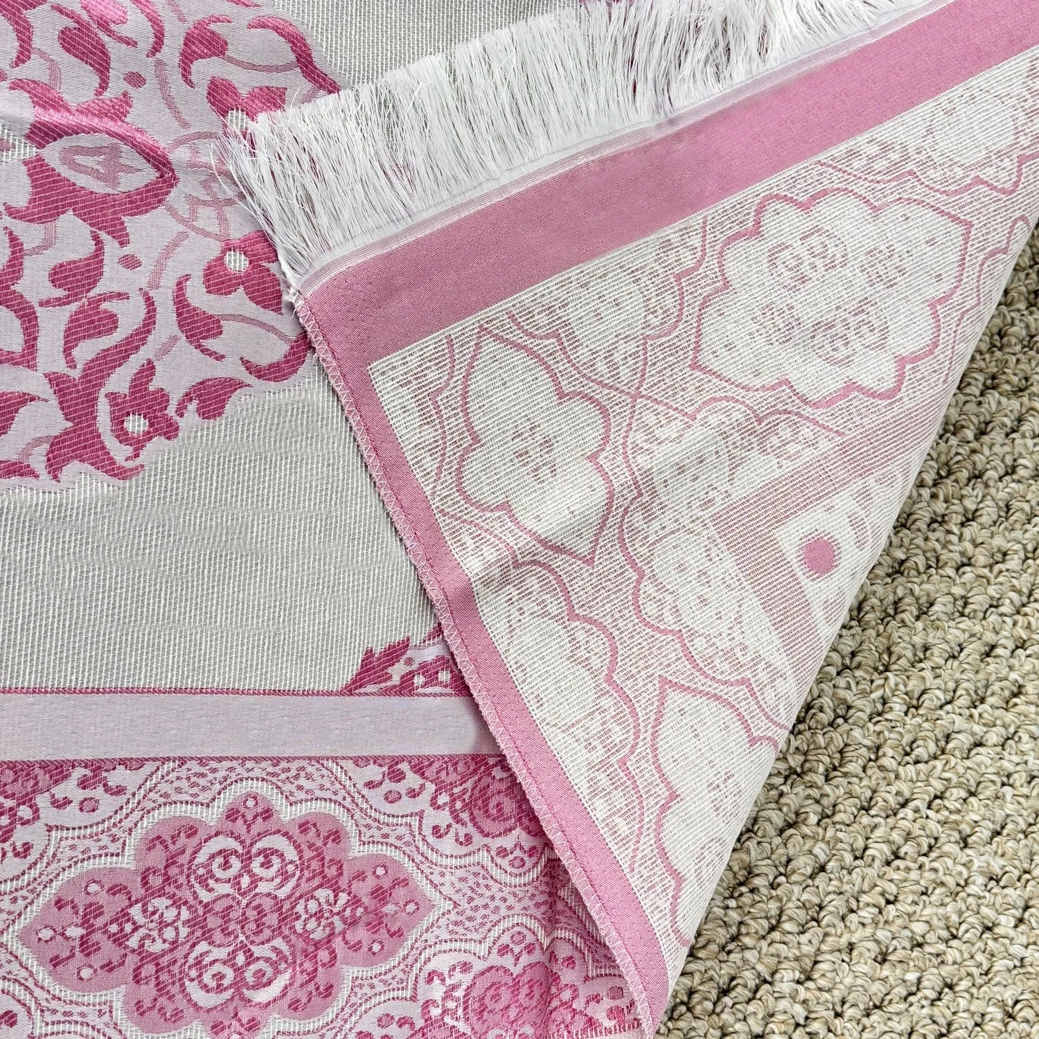 Prayer Rug Mat, Rose Color Prayer Set - Islamic Gift