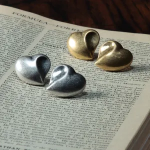 Puffy Heart Stud Earrings