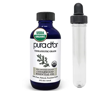 PURA D’OR Cedarwood Essential Oil (4Oz / 118Ml) USDA Organic 100% Pure & Natural Therapeutic Grade Diffuser Oil for Aromatherapy, Relaxation, Healthy Looking Skin & Hair