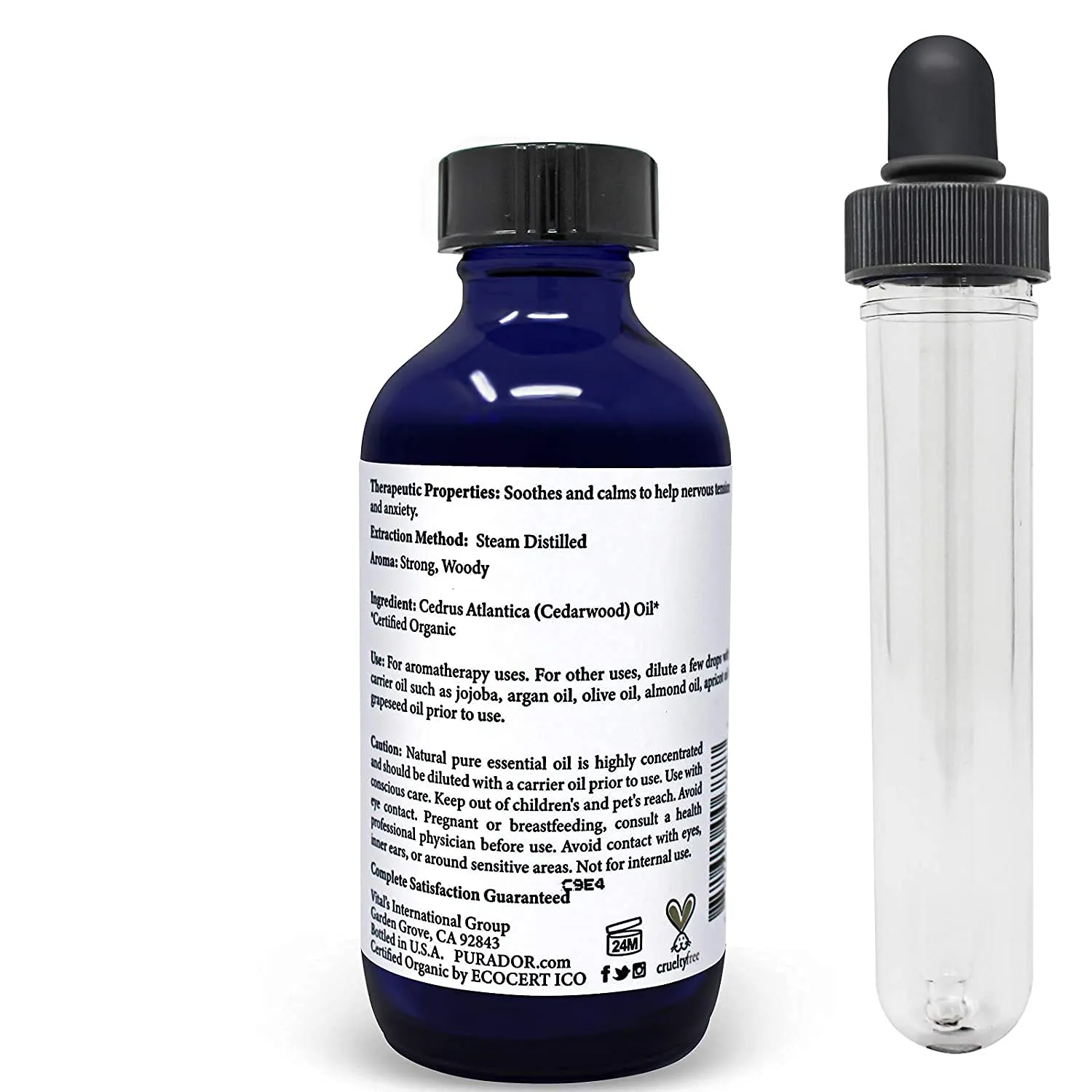 PURA D’OR Cedarwood Essential Oil (4Oz / 118Ml) USDA Organic 100% Pure & Natural Therapeutic Grade Diffuser Oil for Aromatherapy, Relaxation, Healthy Looking Skin & Hair