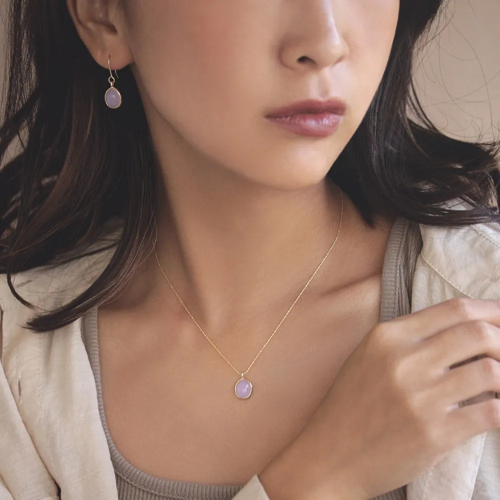 Purple Oval Glass Jewel Necklace