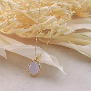 Purple Oval Glass Jewel Necklace