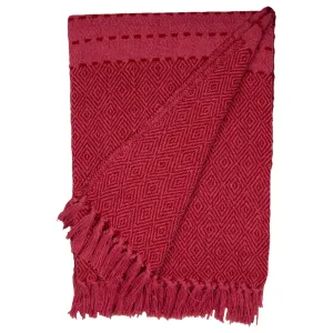 Red & Pink Diamonds Woven Throw