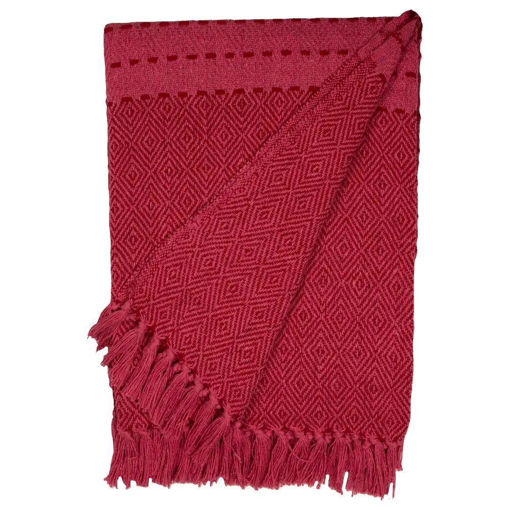 Red & Pink Diamonds Woven Throw