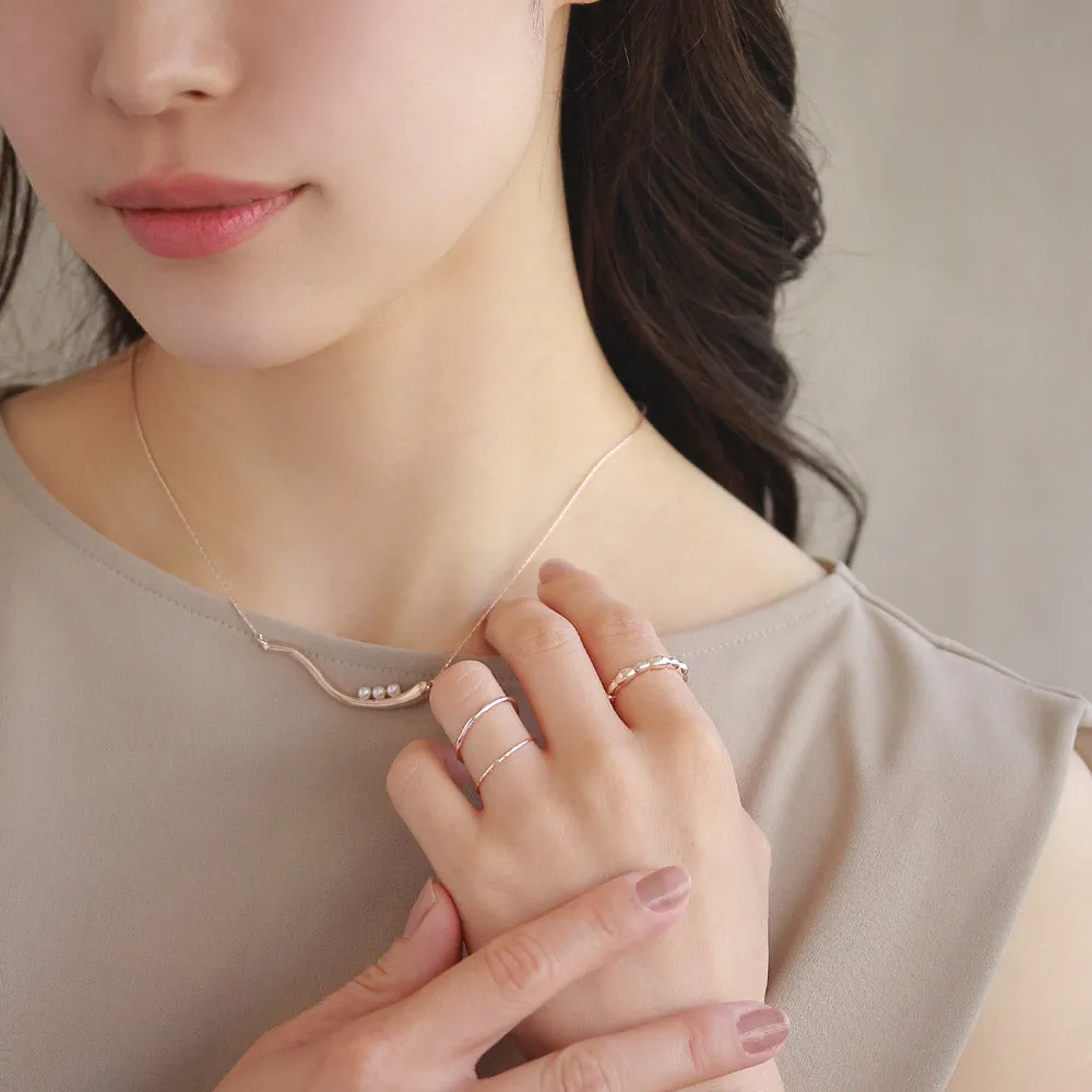 Rose Silver Ball and Texture Ring Set