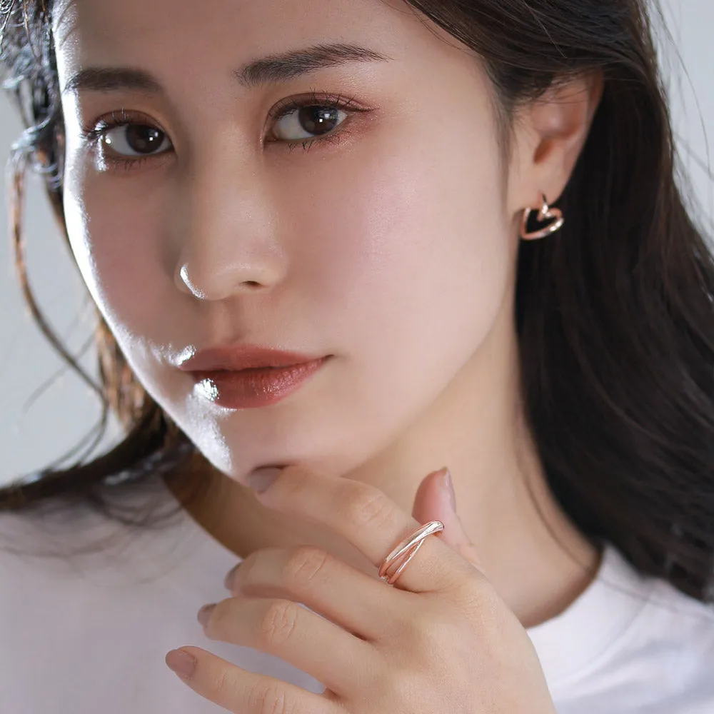 Rose Silver Cross Ring