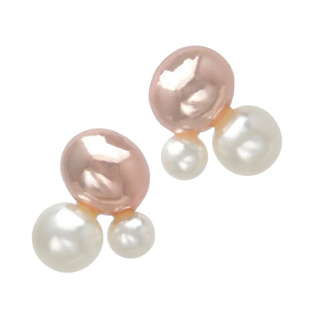 Rose Silver Double Pearl Earrings