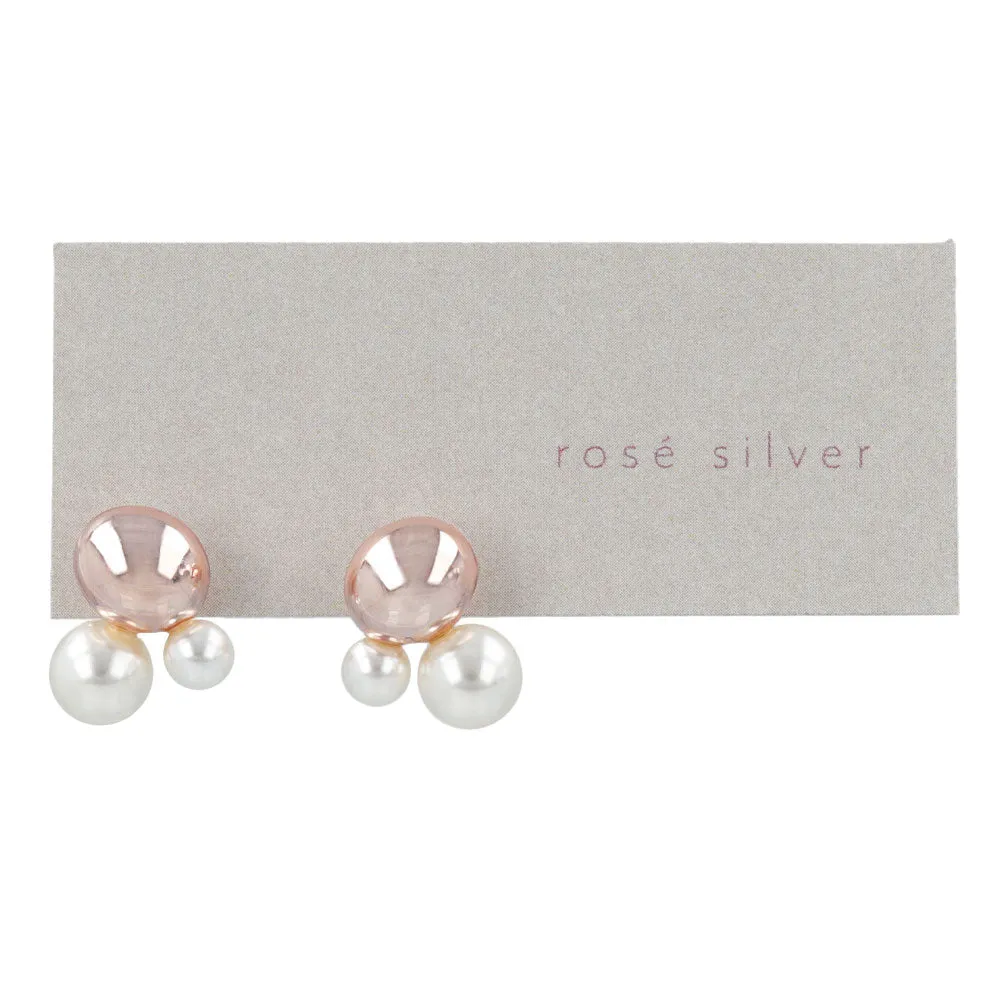 Rose Silver Double Pearl Earrings