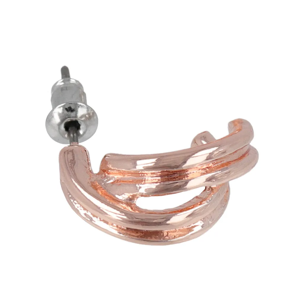 Rose Silver Grooved Curl Earrings