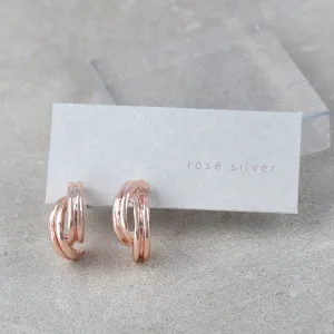 Rose Silver Grooved Curl Earrings