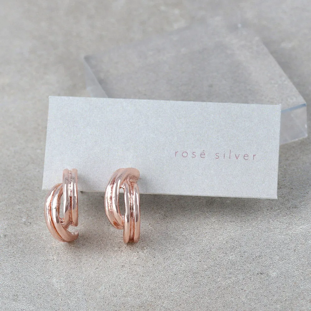 Rose Silver Grooved Curl Earrings