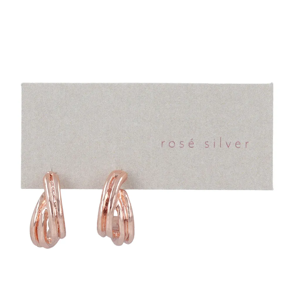 Rose Silver Grooved Curl Earrings