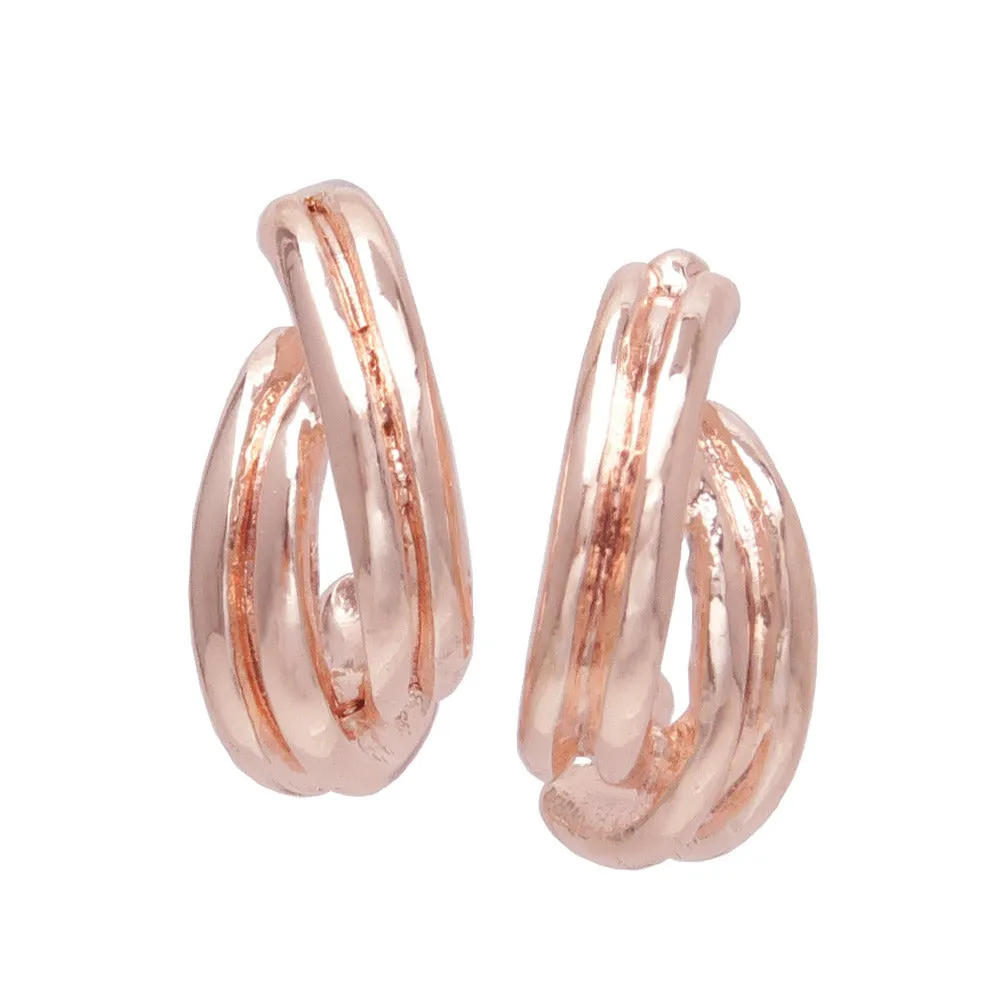 Rose Silver Grooved Curl Earrings