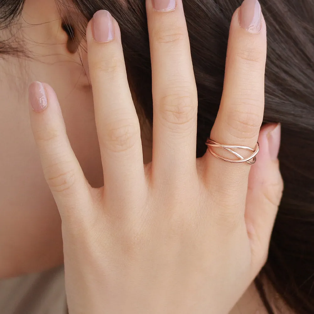Rose Silver Multi Strand Ring