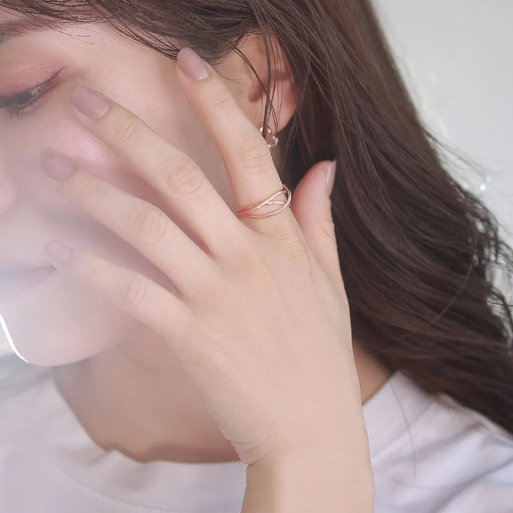 Rose Silver Multi Strand Ring
