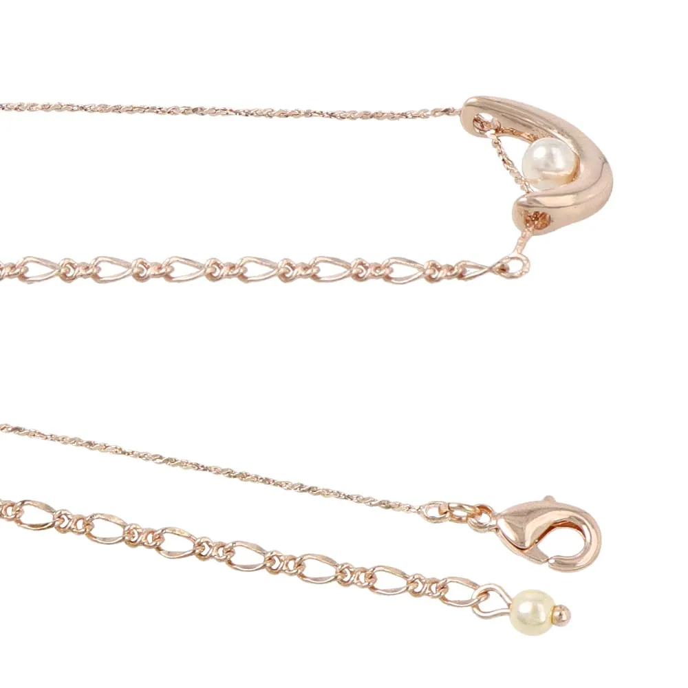 Rose Silver Pearl and Curve Bracelet