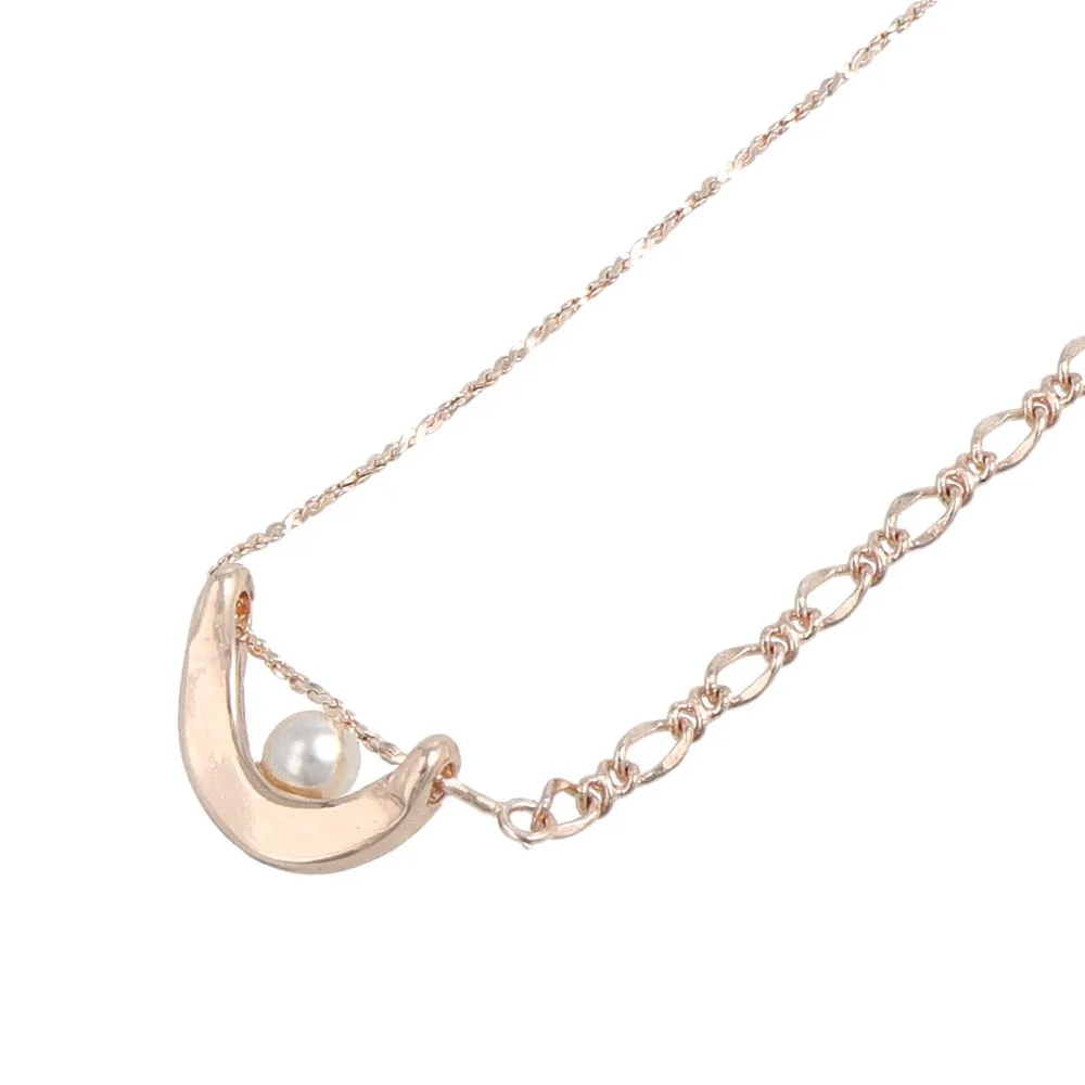 Rose Silver Pearl and Curve Bracelet