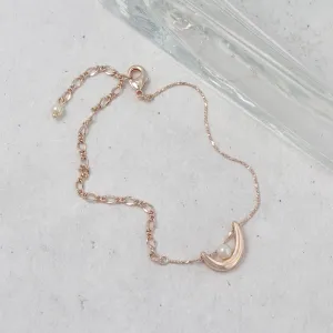 Rose Silver Pearl and Curve Bracelet