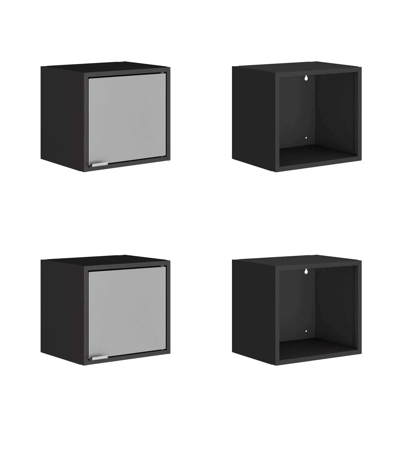 Smart 4-Piece 13.77" Floating Cabinet and Display Shelf in Black and Grey