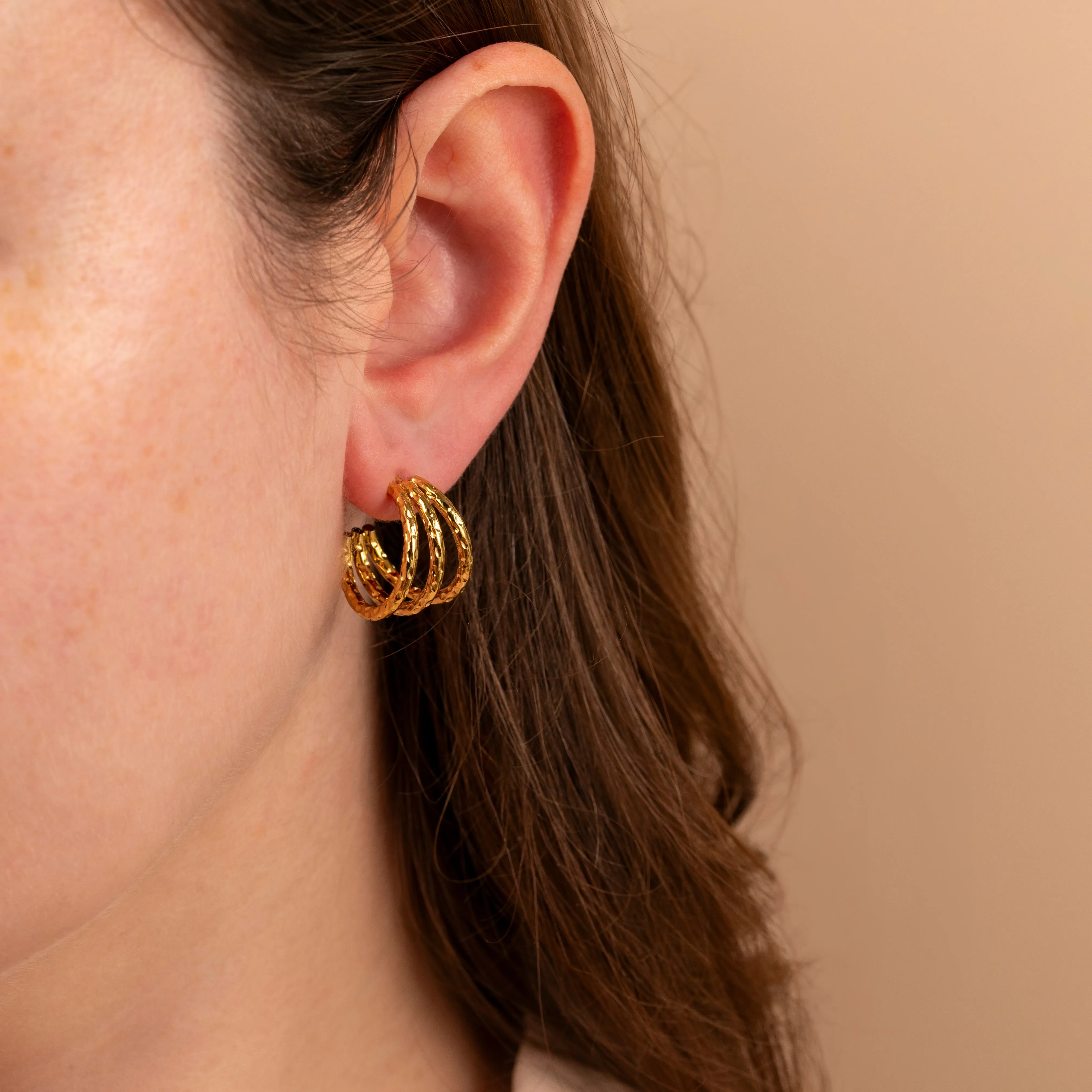 Triple Hammered Earrings