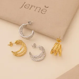 Triple Hammered Earrings