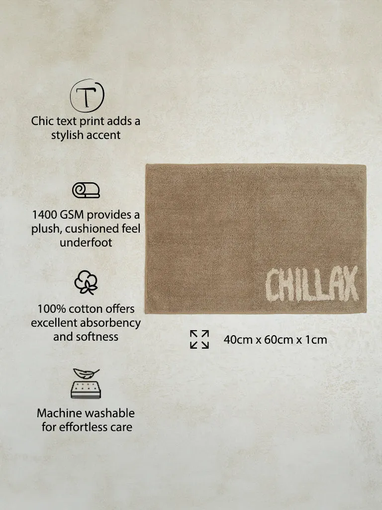Westside Home Brown Text Printed Bathmat