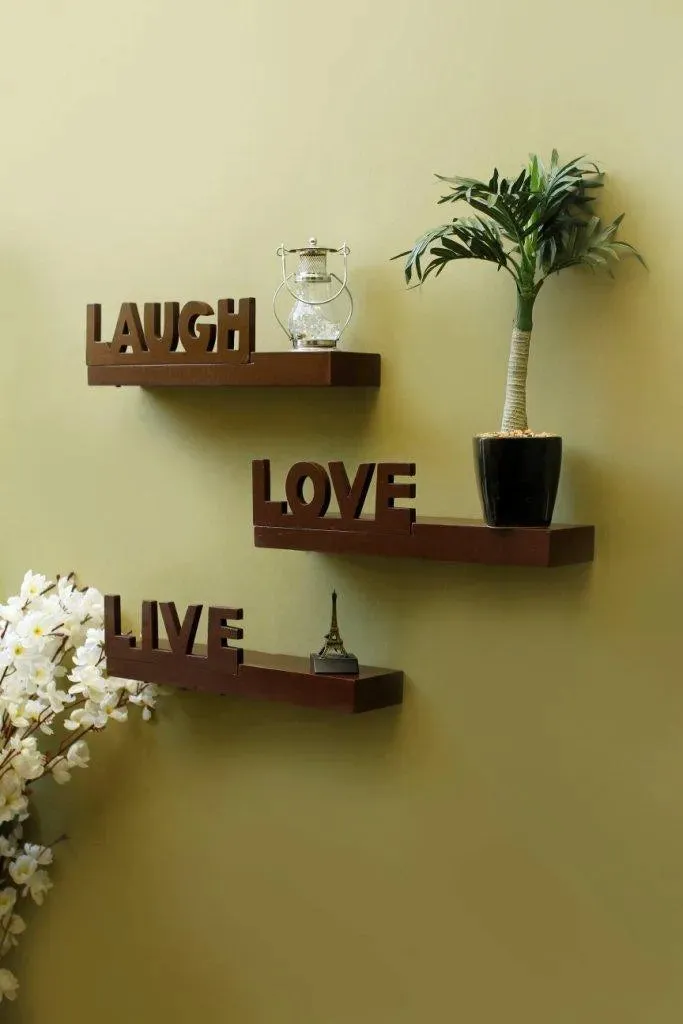 Wooden Beautiful Floating Wall Shelves (Set Of 3)