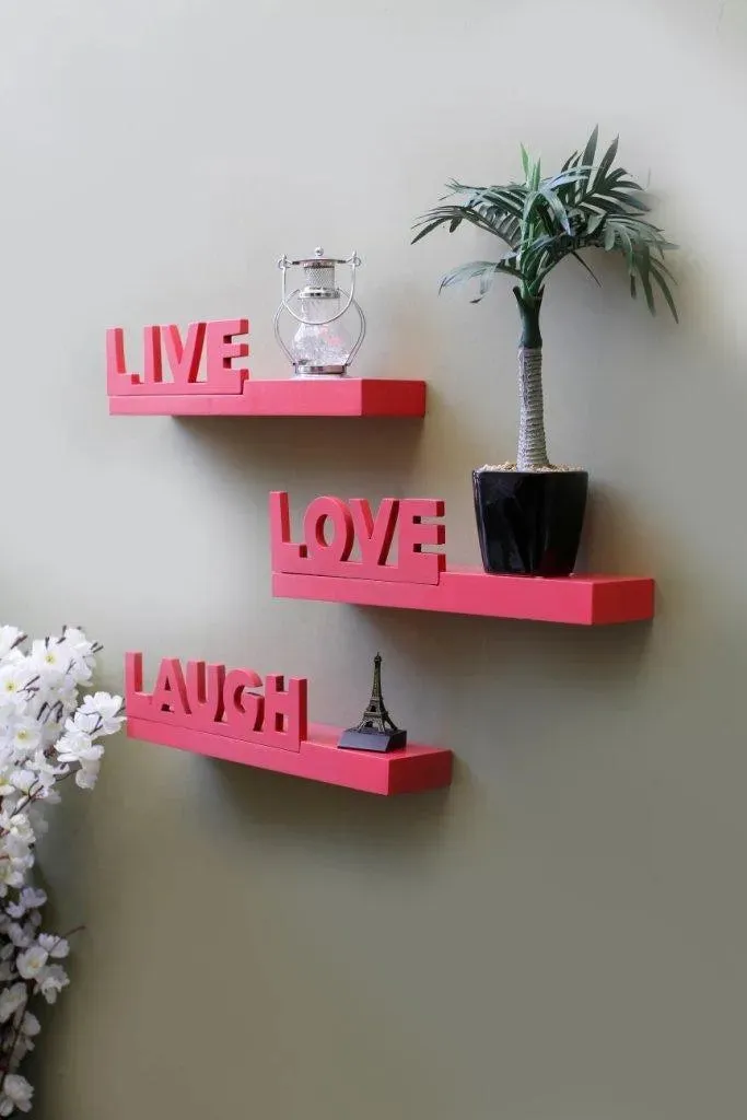 Wooden Beautiful Floating Wall Shelves (Set Of 3)