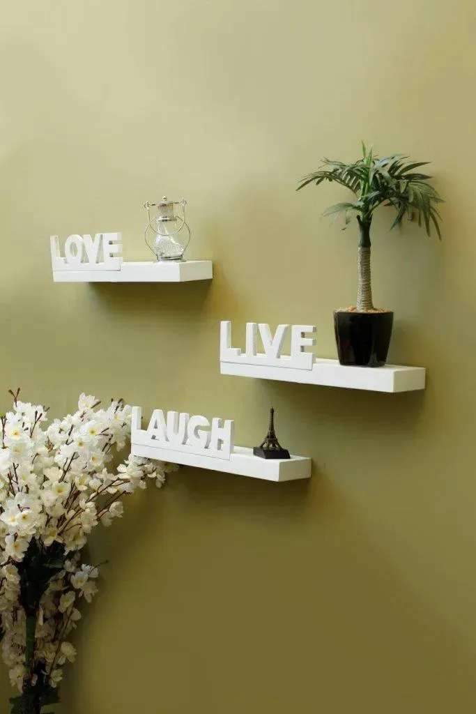 Wooden Beautiful Floating Wall Shelves (Set Of 3)